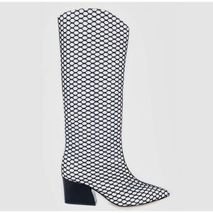 Brand New Tibi Logan Boots, white with black mesh, size 39 8.5